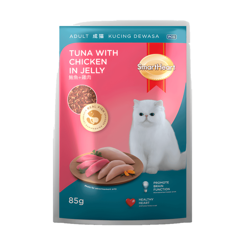 SmartHeart Adult Cat Pouch Tuna with Chicken in Jelly 85g