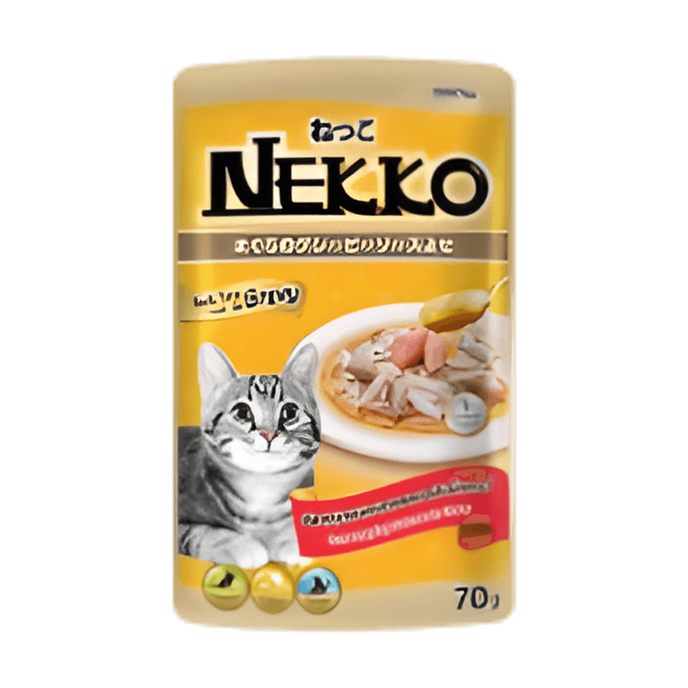 Nekko Adult Cat Pouch Tuna Topping Salmon in Gravy 70g