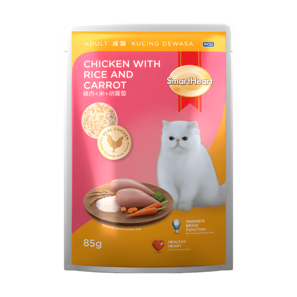 SmartHeart Adult Cat Pouch Chicken with Rice and Carrot 85g