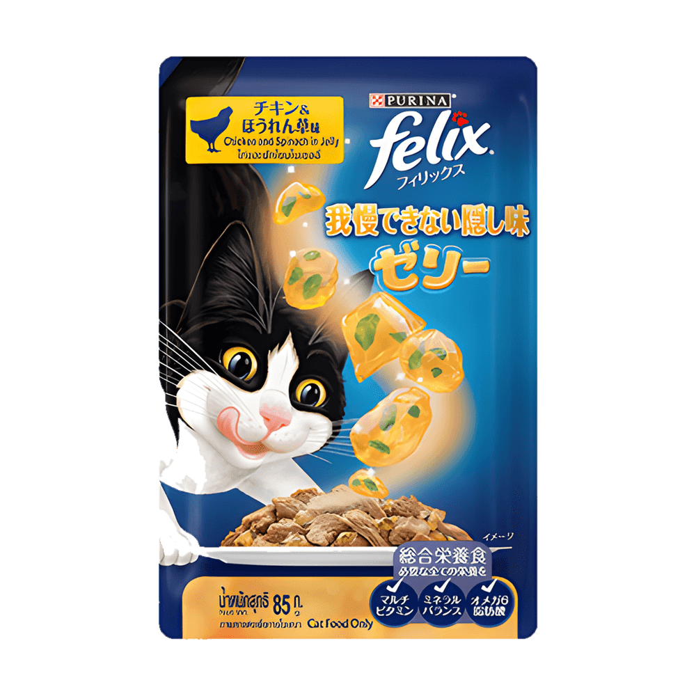 Felix Sensations Jellies Chicken and Spinach 85g