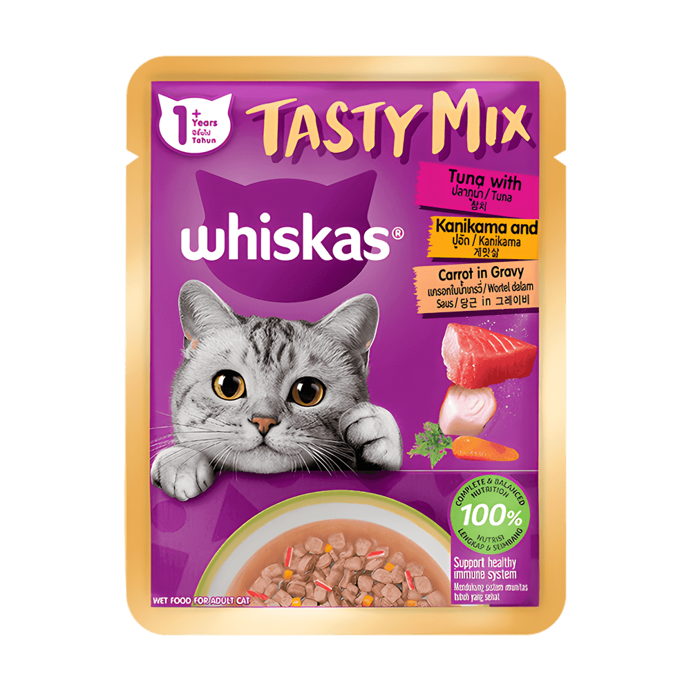 Whiskas Tasty Mix Adult Tuna with Kanikama in Gravy 70g