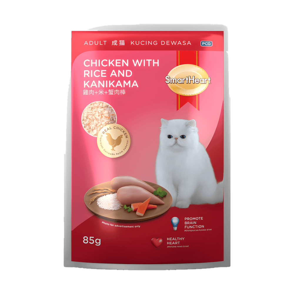 SmartHeart Adult Cat Pouch Chicken with Rice and Kanikama 85g
