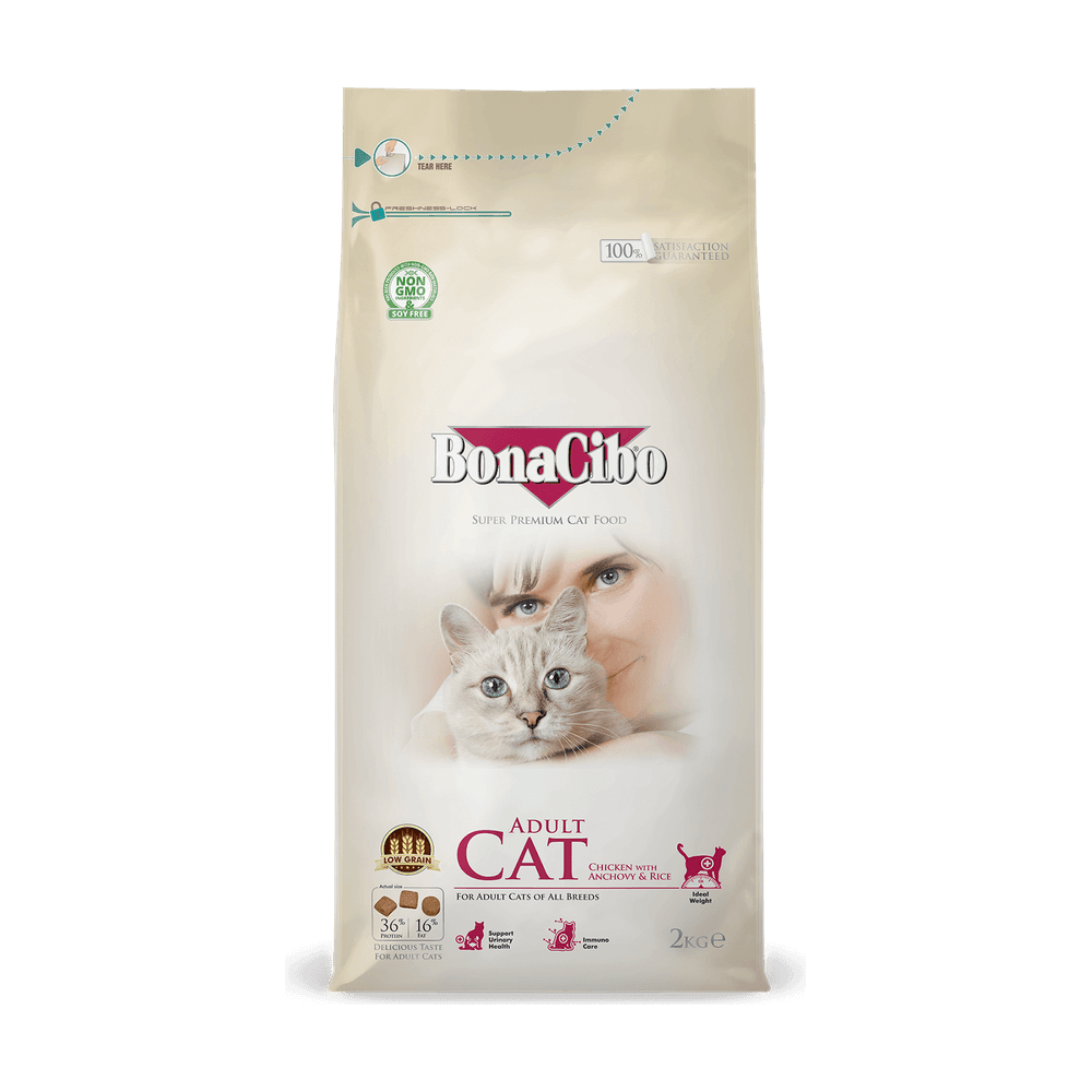 Bonacibo Adult Cat Food Chicken with Anchovy and Rice 2kg