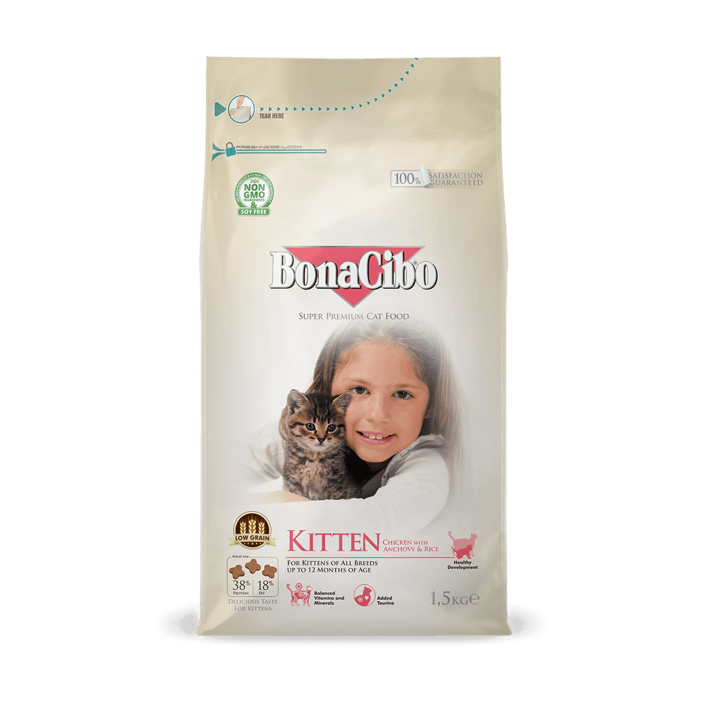 Bonacibo Kitten Food Chicken with Anchovy and Rice 1.5kg