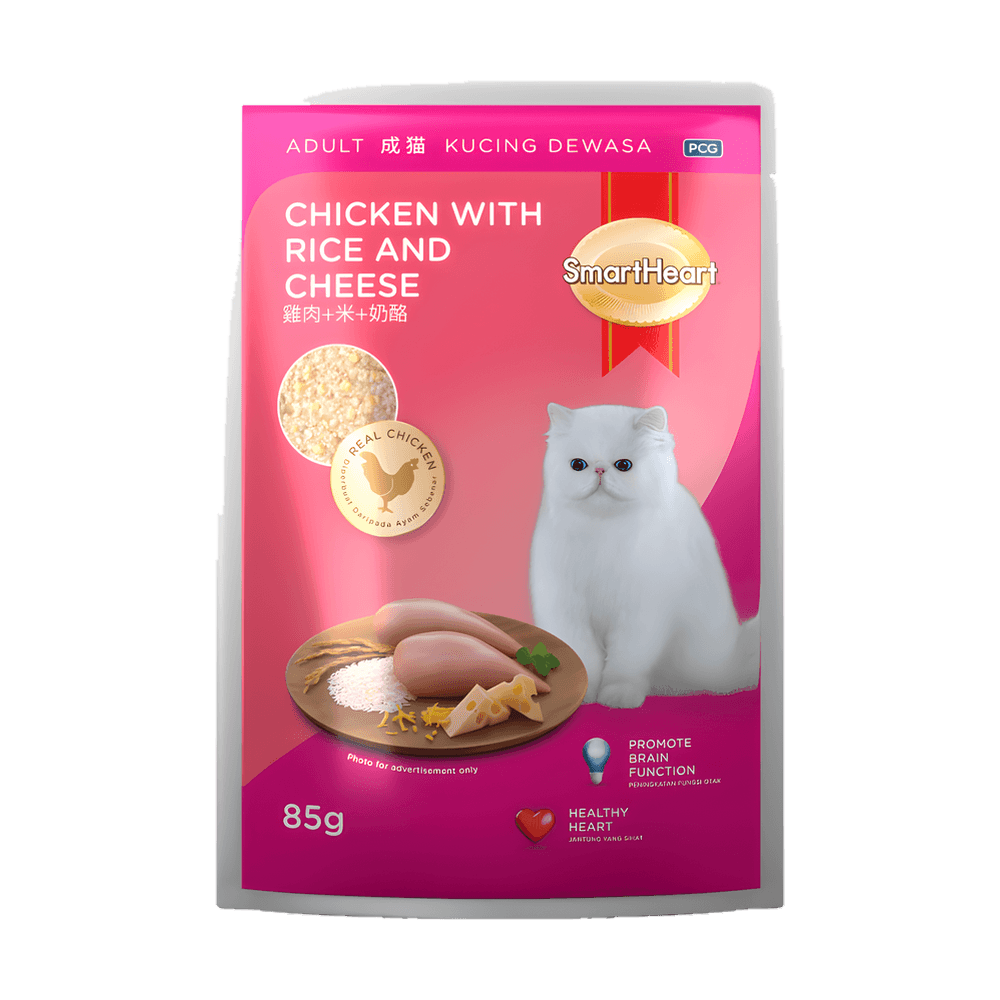 SmartHeart Adult Cat Pouch Chicken with Rice and Cheese 85g