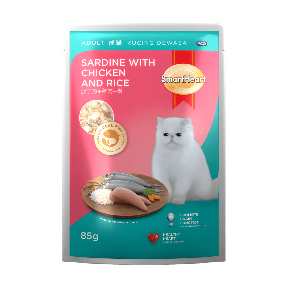 SmartHeart Adult Cat Pouch Sardine with Chicken and Rice 85g