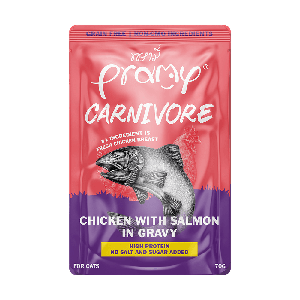 Pramy Carnivore Pouch Chicken with Salmon in Gravy 70g