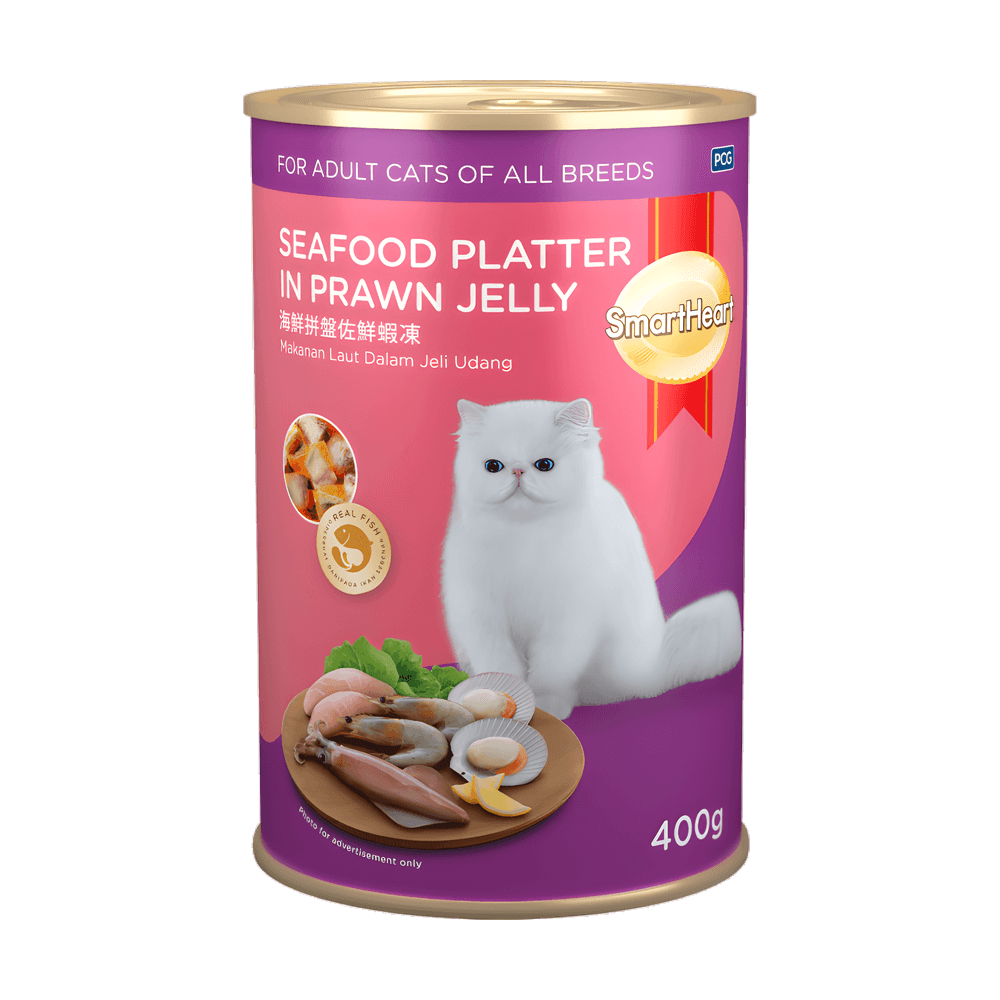 SmartHeart Adult Cat Can Seafood Platter in Prawn Jelly 400g