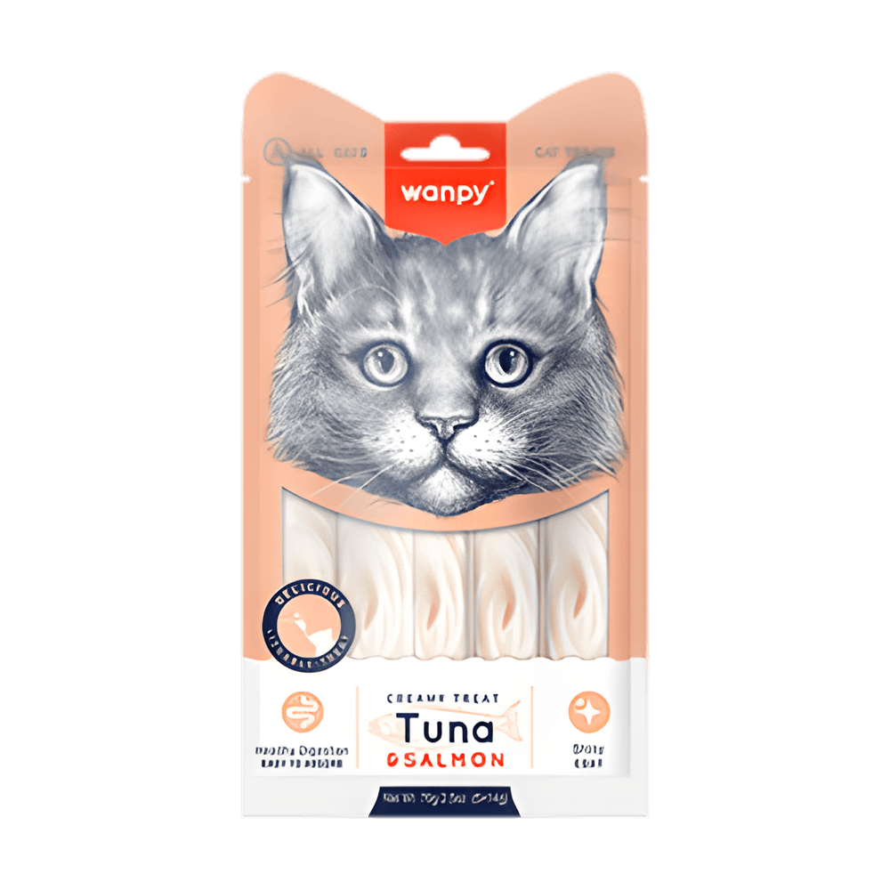 Wanpy Creamy Cat Treats Tuna and Salmon 5 x 14g