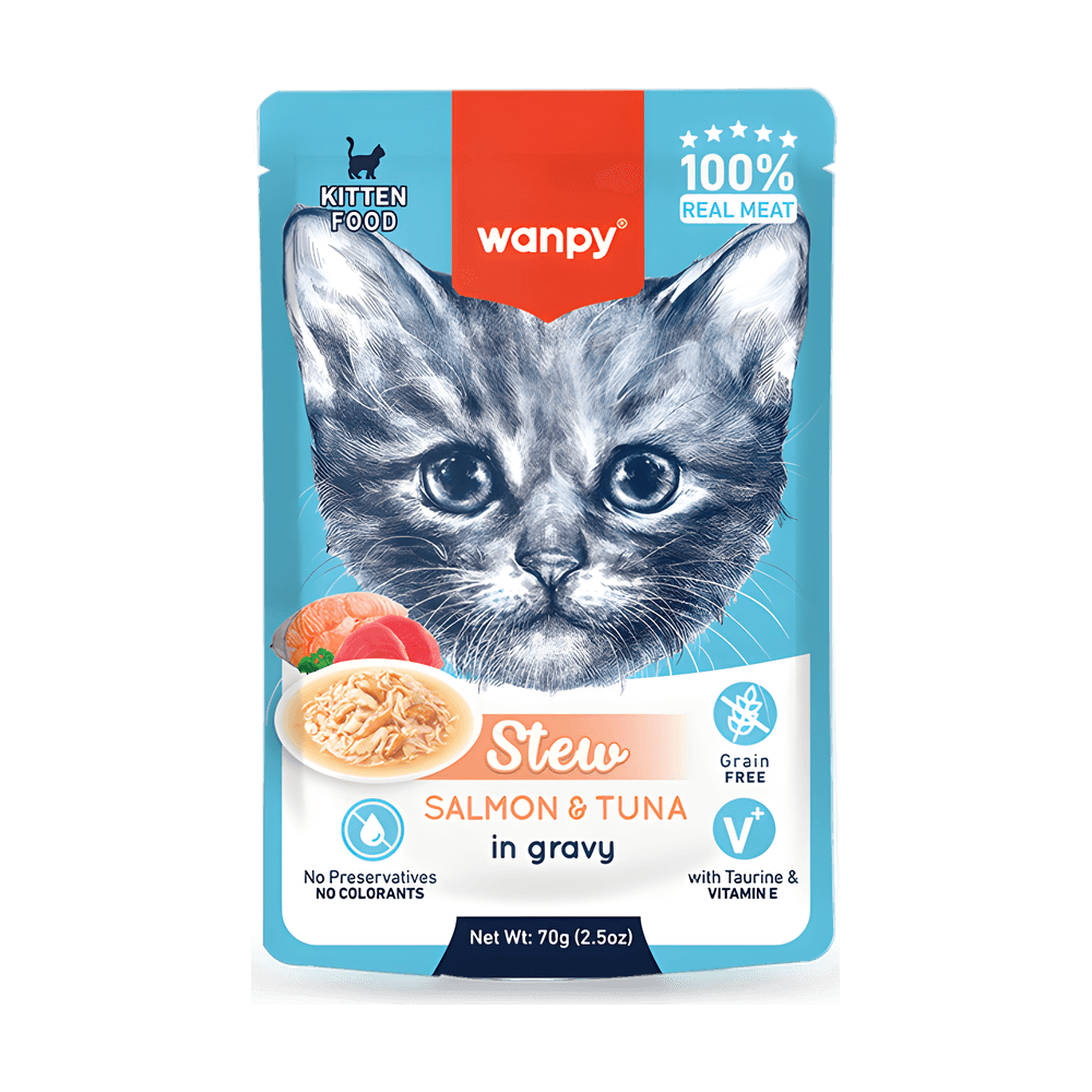 Wanpy Stew Kitten Pouch Salmon and Tuna in Gravy 70g