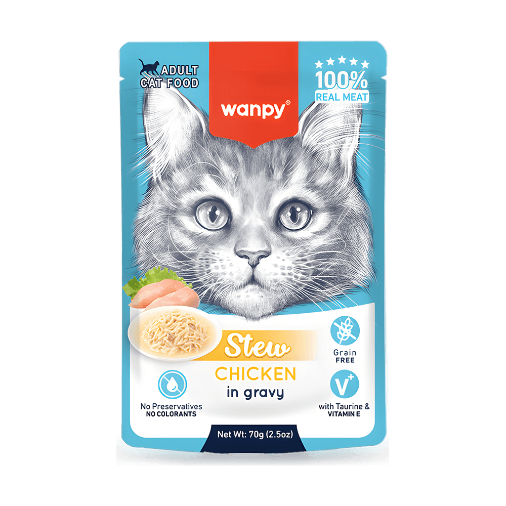 Wanpy Stew Adult Cat Pouch Chicken in Gravy 70g